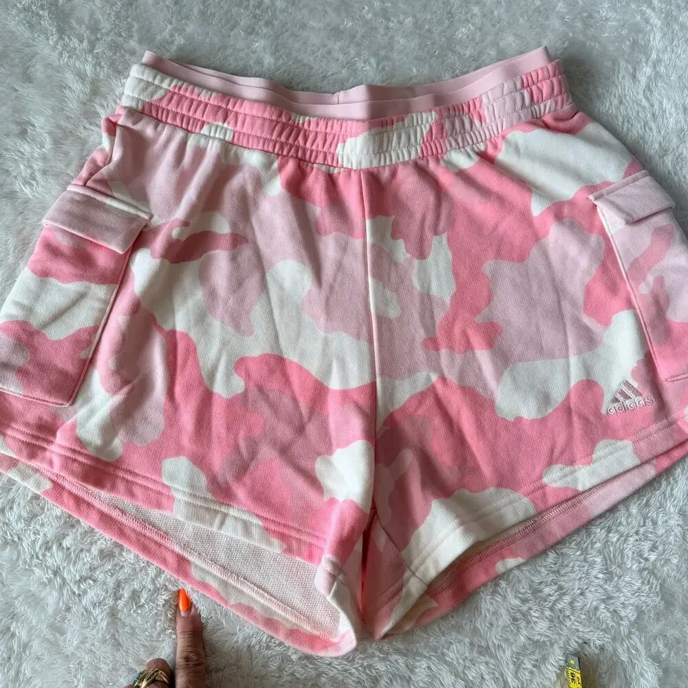 Adidas Pink Camo Cargo Sweat Shorts Women’s Large Utility Y2K